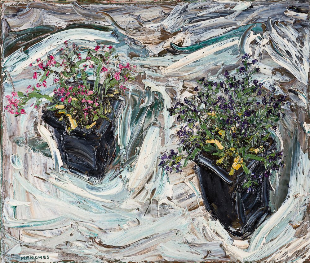 Ohne Titel (2 x Blumen), 1996, Öl auf Leinwand, 30 × 35 cm