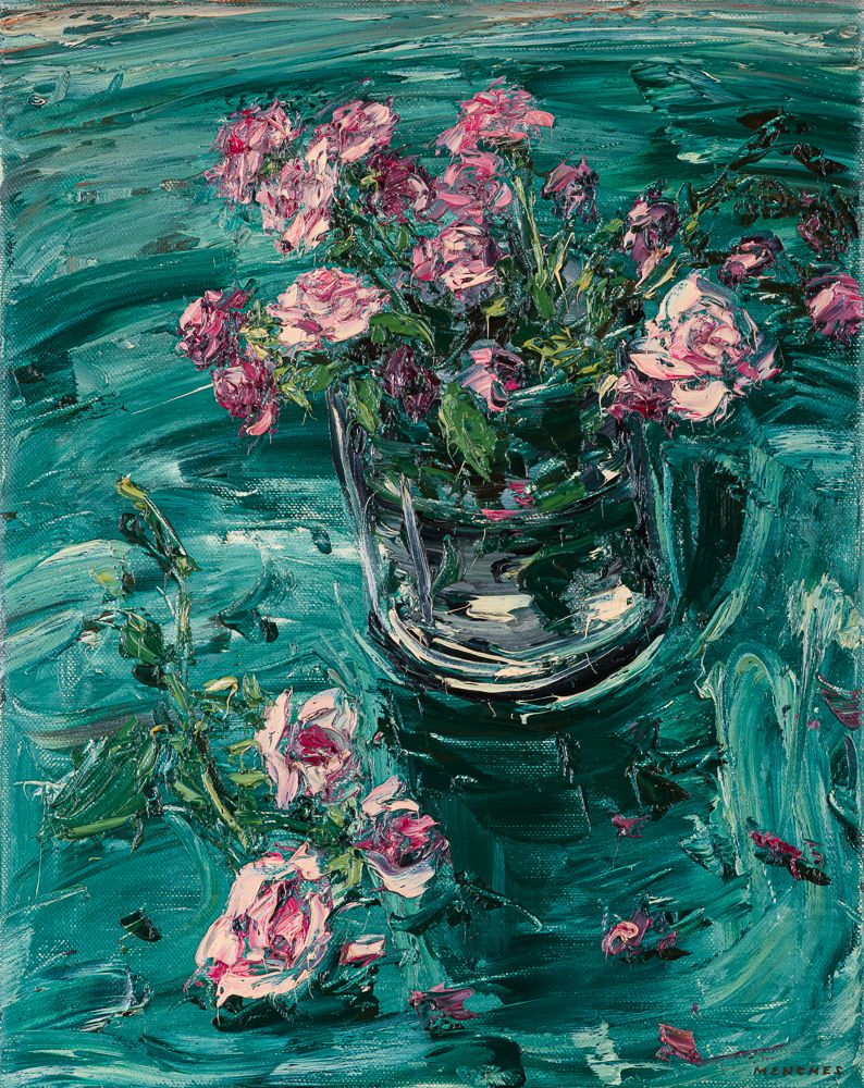 Ohne Titel (Bauernrosen I), 1997, Öl auf Leinwand, 50 × 40 cm