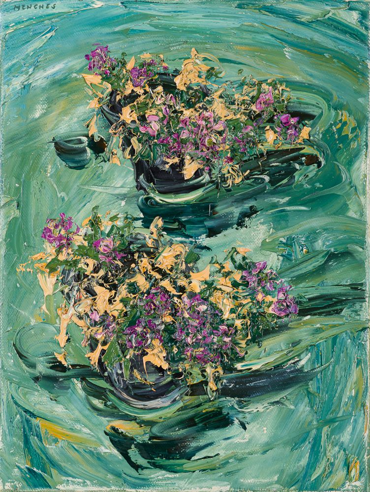 Ohne Titel (Blumen im Plastikbecher I), 2000, Öl auf Leinwand, 40 × 30 cm