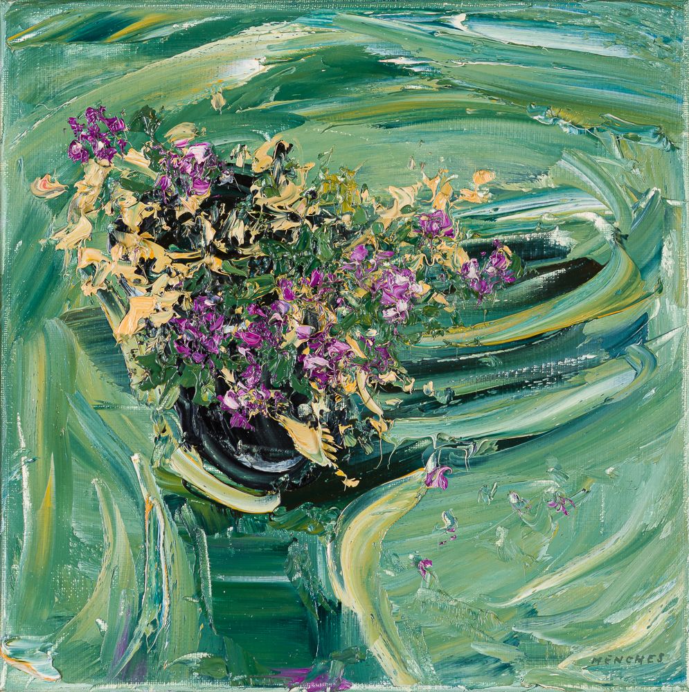 Ohne Titel (Blumen im Plastikbecher II), 2000, Öl auf Leinwand, 30 × 30 cm