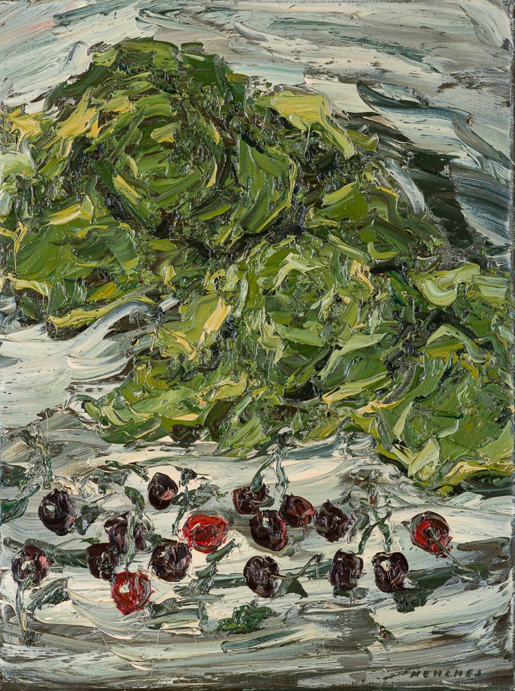 Ohne Titel (Kirschen I), 1996, Öl auf Leinwand, 40 × 30 cm