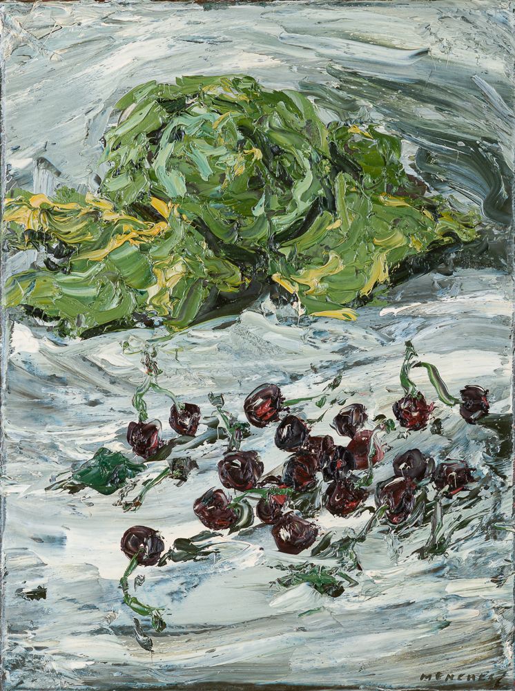 Ohne Titel (Kirschen II), 1996, Öl auf Leinwand, 40 × 30 cm