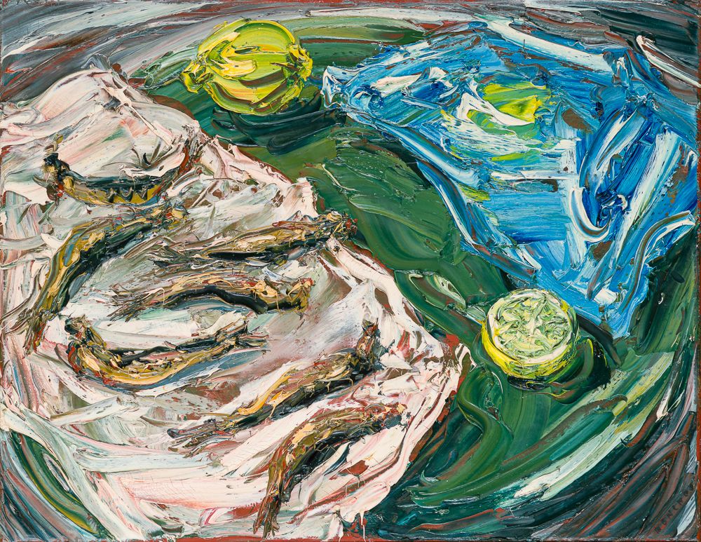 Ohne Titel (Sprotten I), 1997, Öl auf Leinwand, 40 × 50 cm