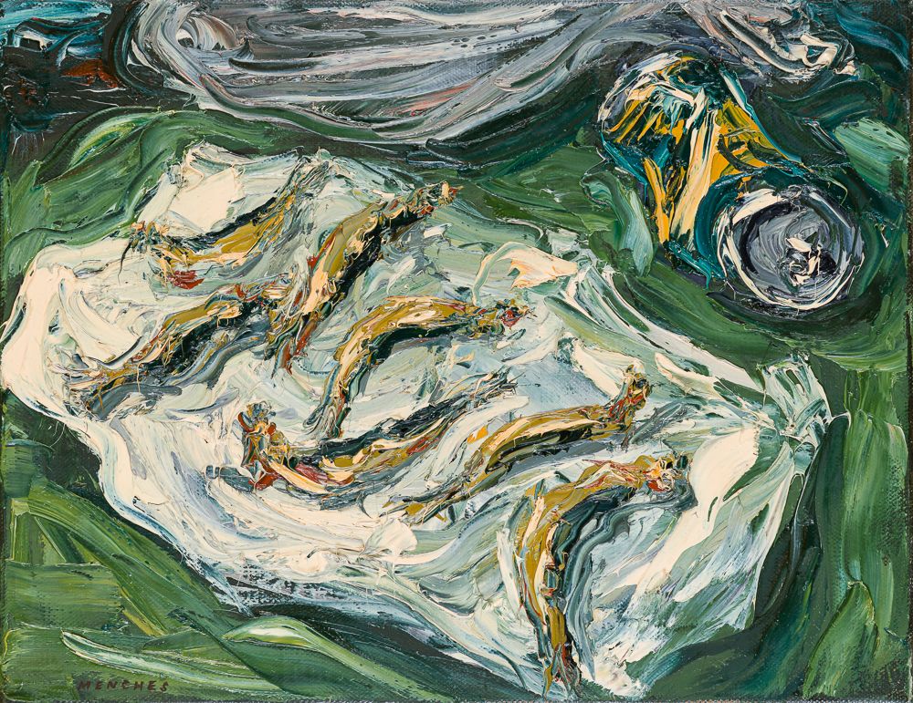 Ohne Titel (Sprotten III), 1997, Öl auf Leinwand, 40 × 50 cm