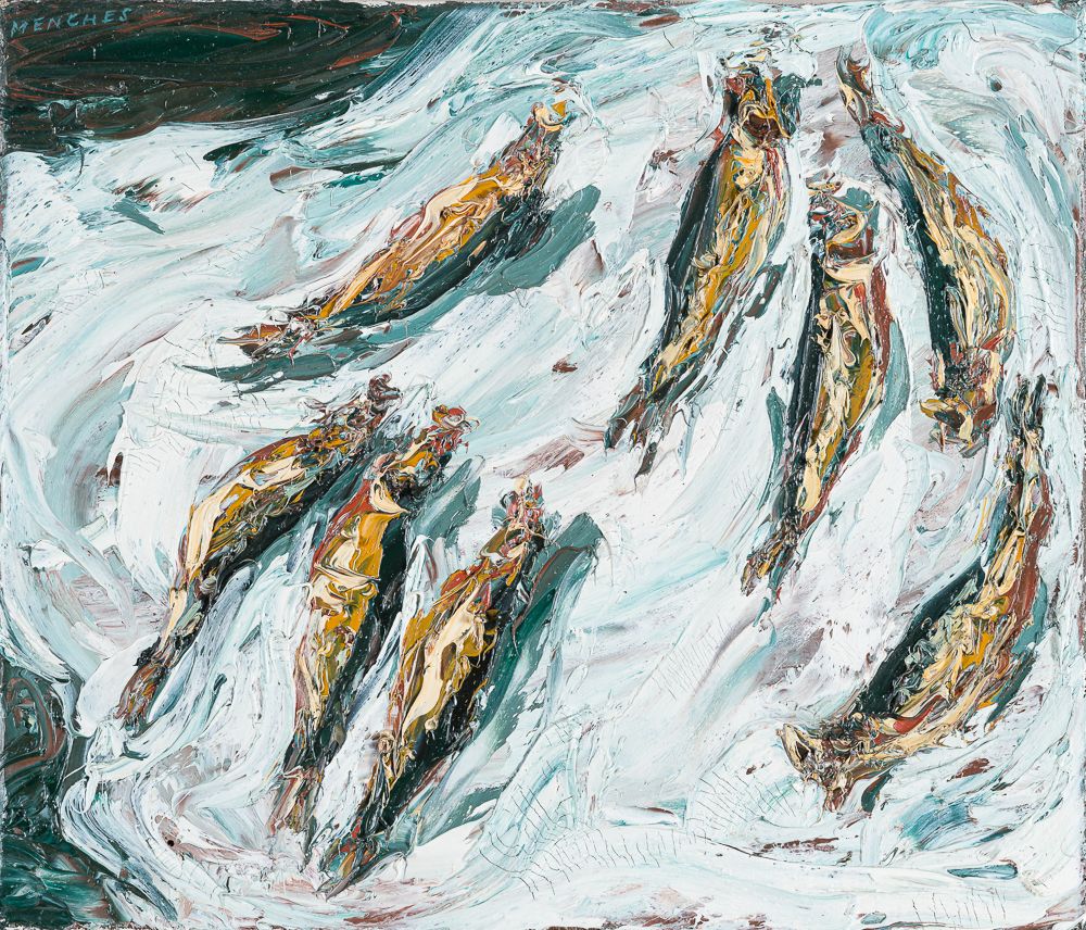 Ohne Titel (Sprotten), 1996, Öl auf Leinwand, 30 × 35 cm