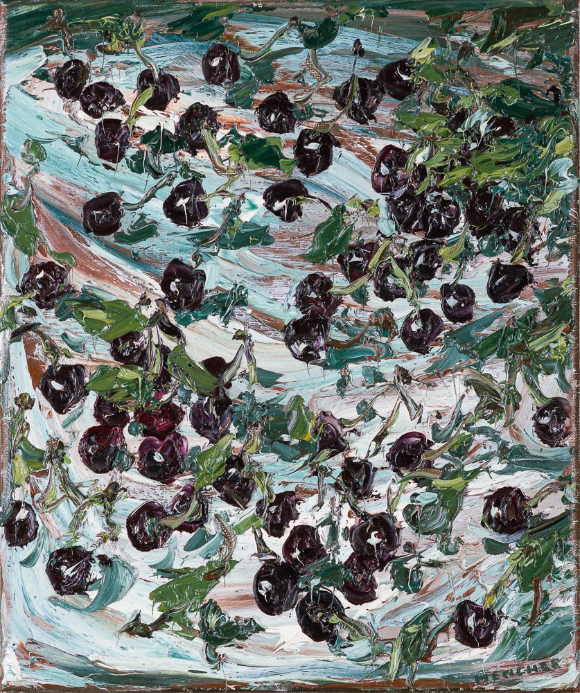 Ohne Titel (Steirische Weichseln), 1996, Öl auf Leinwand, 30 × 25 cm