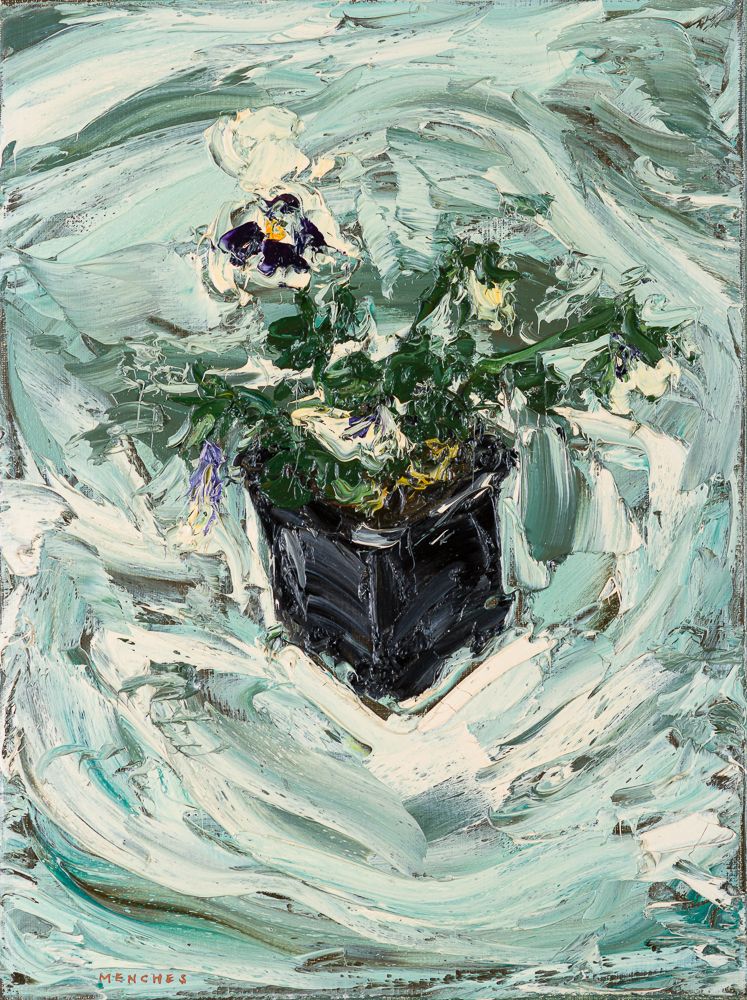 Ohne Titel (Stiefmütterchen), 1995, Öl auf Leinwand, 40 × 30 cm