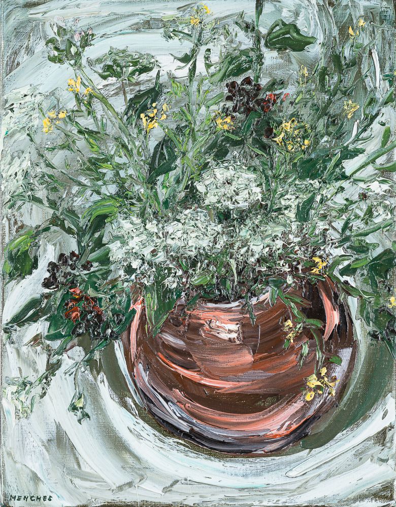 Ohne Titel (Blumen und Kräuter vom Laaerberg), 1995, Öl auf Leinwand, 45 × 35 cm